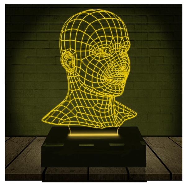 Luminária Led Abajur 3D Rosto 16 Cores + Controle Remoto - RB Criações Imagem de Luminária Led Abajur 3D Rosto 16 Cores + Controle Remoto