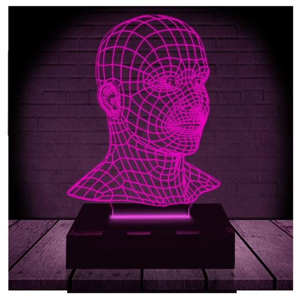 Luminária Led Abajur 3D Rosto 16 Cores + Controle Remoto - RB Criações Imagem de Luminária Led Abajur 3D Rosto 16 Cores + Controle Remoto