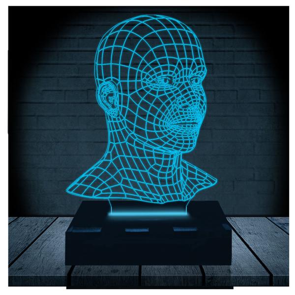 Luminária Led Abajur 3D Rosto 16 Cores + Controle Remoto - RB Criações Imagem de Luminária Led Abajur 3D Rosto 16 Cores + Controle Remoto