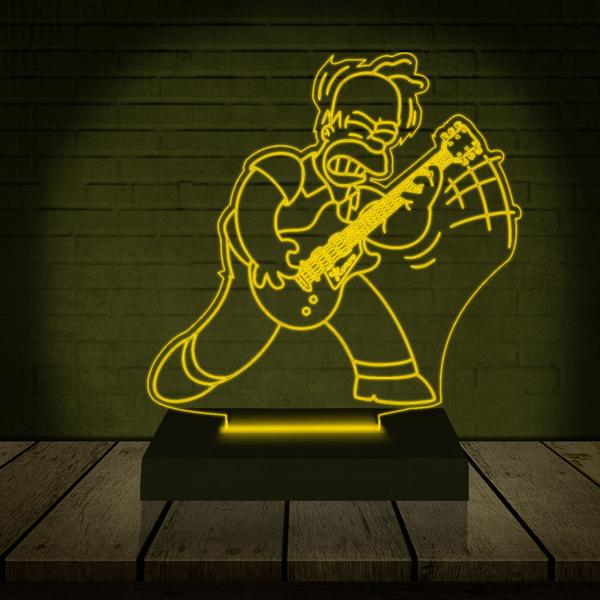 Imagem de Luminária Led Abajur  3D  Simpsons Homer Guitarra Rock