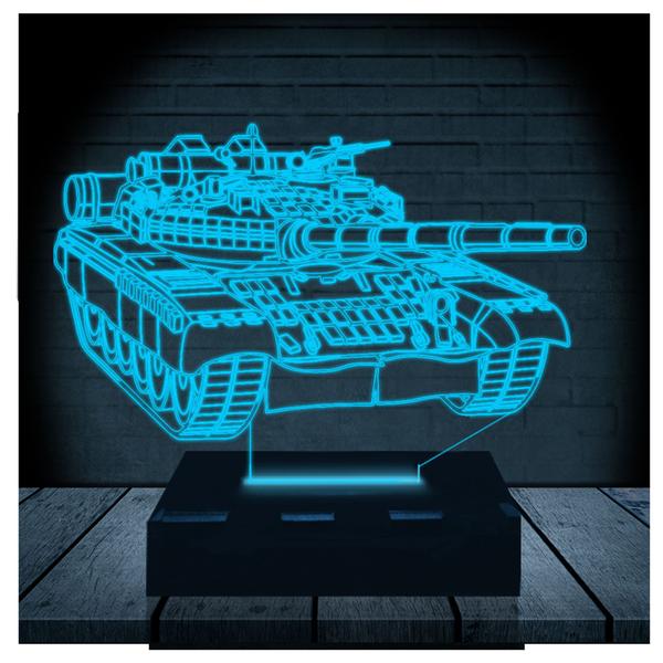 Imagem de Luminária Led Abajur  3D  Tanque de Guerra