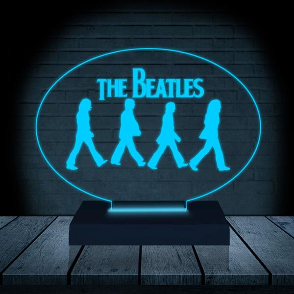 Imagem de Luminária Led Abajur  3D  The Beatles Rock   16 Cores + Controle Remoto