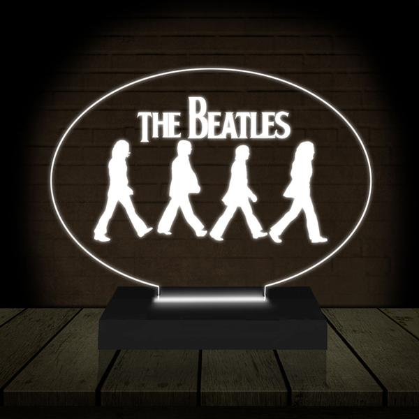 Imagem de Luminária Led Abajur  3D  The Beatles Rock   16 Cores + Controle Remoto