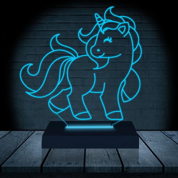 Imagem de Luminária Led Abajur  3D  Unicornio  16 Cores + Controle Remoto