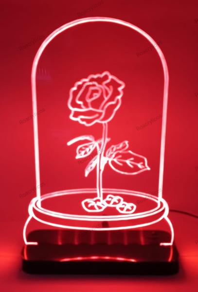 Imagem de Luminária Led Abajur de Mesa em Acrílico Cúpula da Rosa - Presente Mamãe