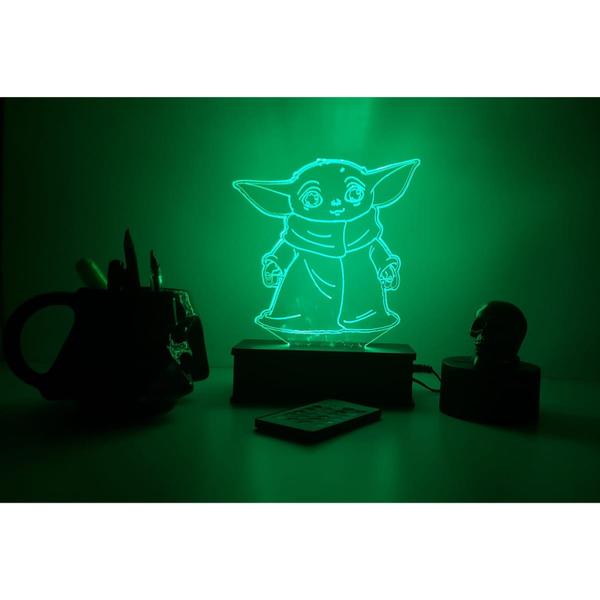 Imagem de Luminaria Led , Baby Yoda, Star Wars, Yoda, 16 Cores, Abajur, Decoração, Guerra nas Estrelas