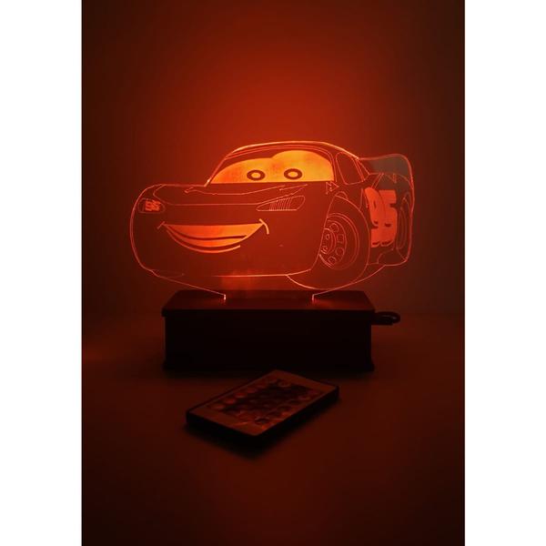 Imagem de Luminária Led, Carros, Filme, 16 Cores+controle, Relâmpago Mcqueen, Infantil. Quarto, Decoração