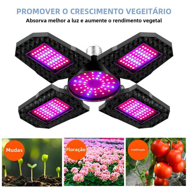 Luminária LED de Espectro Completo para Plantas - Ideal para Hidroponia e Estufas Imagem de Luminária LED de Espectro Completo para Plantas - Ideal para Hidroponia e Estufas