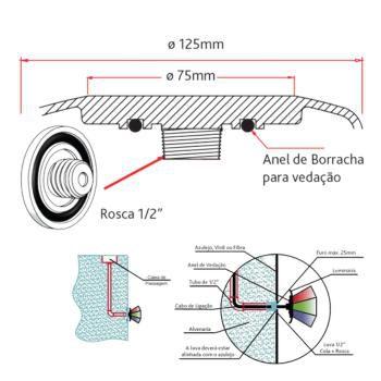 Imagem de Luminária LED de Piscina 18W Corpo branco 12V 125mm rosca de 1/2 Branco frio 6500K