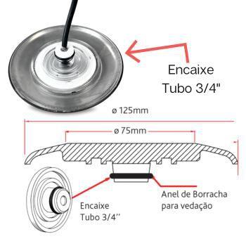 Imagem de Luminária LED de Piscina 9W corpo de inox 12V 125mm encaixe de 3/4 Branco quente 3000K