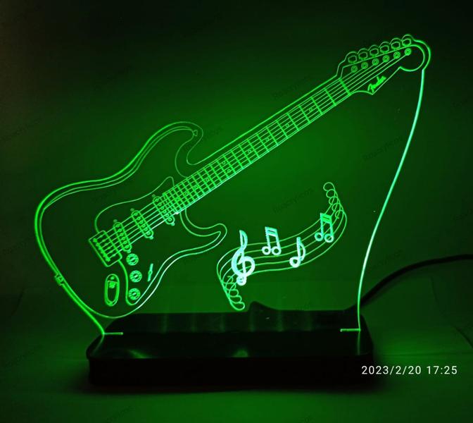 Imagem de Luminária Led em Acrílico  Decorativa de Mesa Guitarra Elétrica Grande