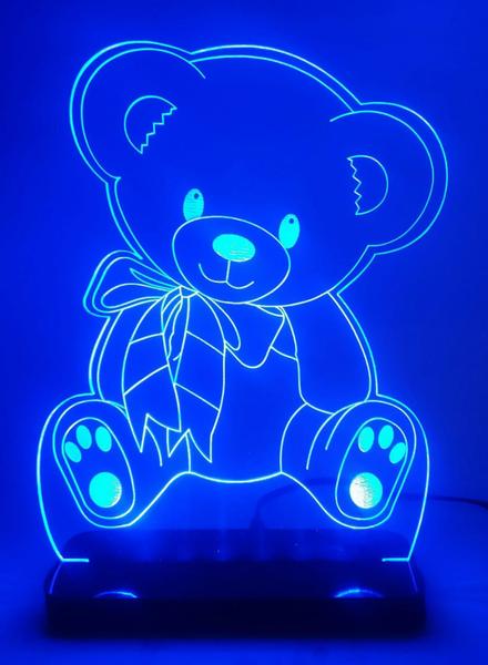 Imagem de Luminária Led em Acrílico  Decorativa de Mesa Urso Ursinho - Presente  -  Decoração