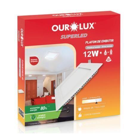 Imagem de Luminaria led embutir quadrada 12 watts 6500k branco frio ourolux