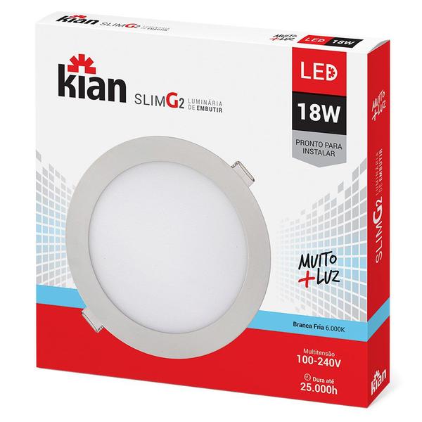 Imagem de Luminaria led embutir redonda slim 18w 6000k kian