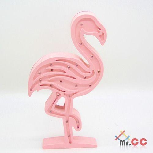 Imagem de Luminária Led Flamingo Mesa/parede Decor Festa  Mdf Madeira