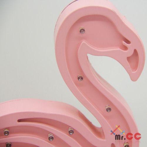 Imagem de Luminária Led Flamingo Mesa/parede Decor Festa  Mdf Madeira