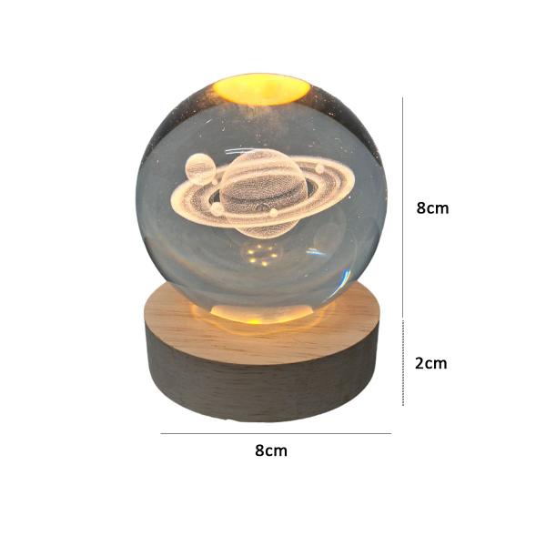 Imagem de Luminária Led Globo De Vidro Lua 3D USB com Base de Madeira 10cm