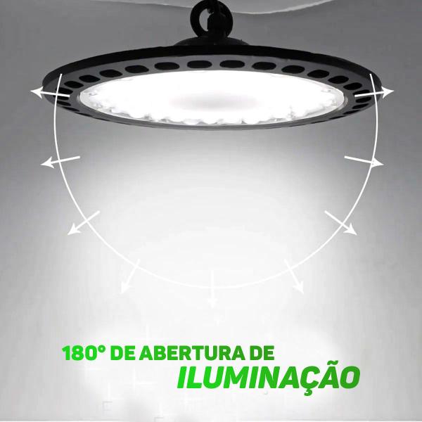 Luminária Led High Bay 100w Ufo Industrial Bivolt Galpão - Granfei Imagem de Luminária Led High Bay 100w Ufo Industrial Bivolt Galpão