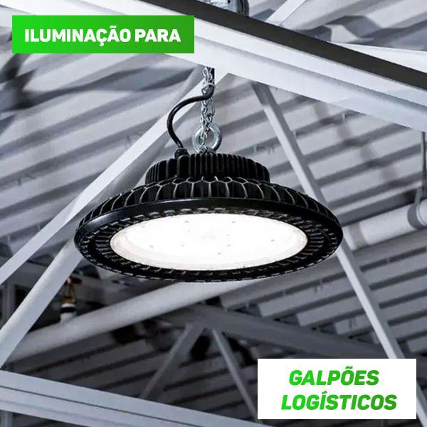 Luminária Led High Bay 100w Ufo Industrial Bivolt Galpão - Granfei Imagem de Luminária Led High Bay 100w Ufo Industrial Bivolt Galpão