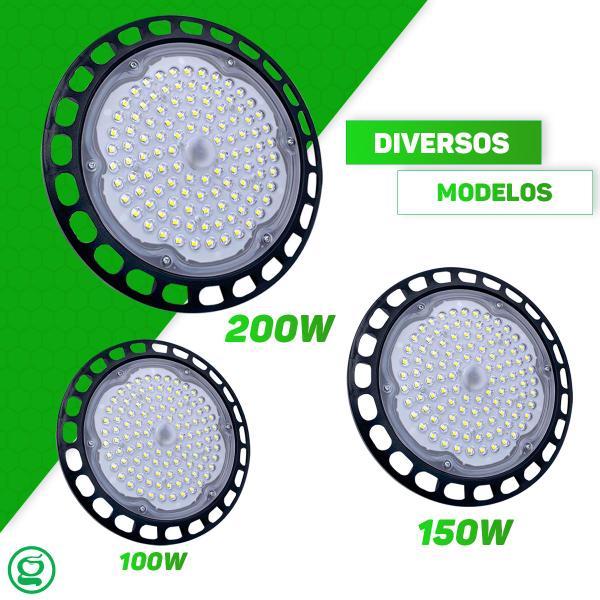 Luminária Led High Bay 100w Ufo Industrial Bivolt Galpão - Granfei Imagem de Luminária Led High Bay 100w Ufo Industrial Bivolt Galpão