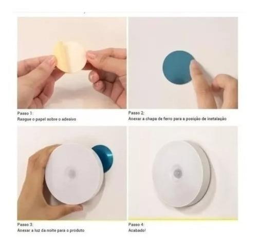 Imagem de Luminária Led kit 3 Sem Fio Recarregável C/ Sensor De Presença Usb com imã de sustentação