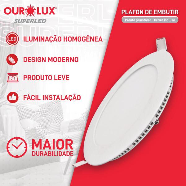 Imagem de Luminária Led Painel/plafon Slim Embutir 12W BIV 4000K Redondo - Ourolux