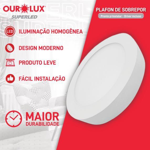 Imagem de Luminária Led Painel/plafon Slim Sobrepor 24W Bivolt 6500K Redondo - Ourolux