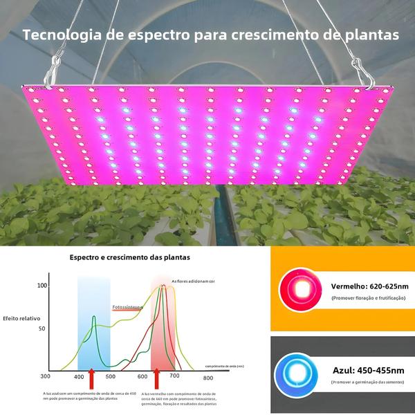 Imagem de Luminária LED para Crescimento de Plantas 1000W/2000W - Espectro Completo - Ideal para Hidroponia