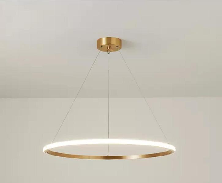 Imagem de Luminária Led Pendente Dourada Design Moderno 1 Anel 60cm 36W 3000K Bivolt GL701 GD