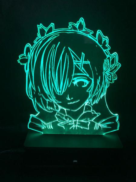 Imagem de Luminária Led, Re Zero, Anime, Decoração, 16 cores, Rem, Abajur