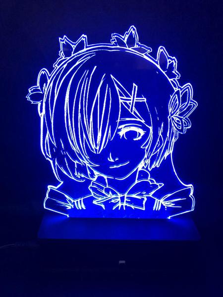 Imagem de Luminária Led, Re Zero, Anime, Decoração, 16 cores, Rem, Abajur