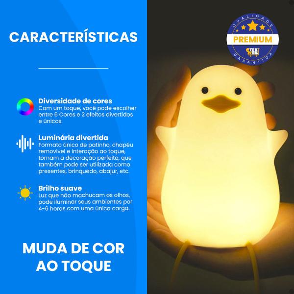 Imagem de Luminária Led Recarregável Patinho Infantil Abajur P/ Quarto