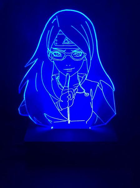 Imagem de Luminaria Led, Sarada Uchiha, Naruto, Anime, 16 Cores, Abajur