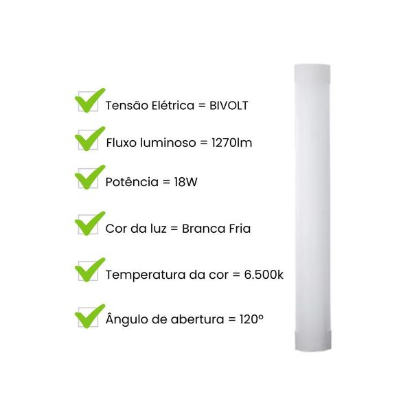 Imagem de Luminária Led Sobrepor Linear 18W 6.500k Bivolt