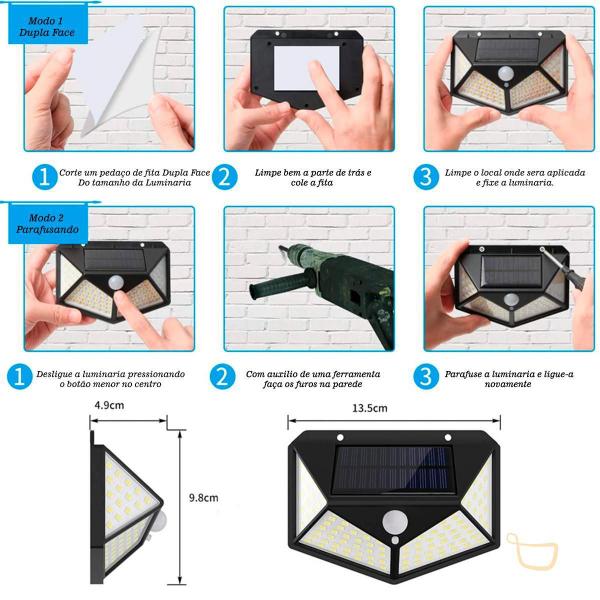 Imagem de Luminária Led Solar Com Sensor De Presença 8W