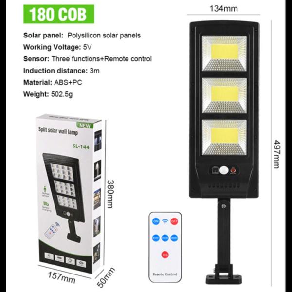 Imagem de Luminária Led Solar Poste Rua Parede Sensor 180 Led Controle