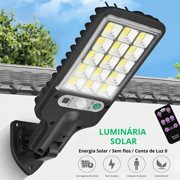 Luminária Led Solar Poste Rua Parede Sensor 180 Led Controle - Goldensky Luminária Led Solar Poste Rua Parede Sensor 180 Led Controle - Goldensky