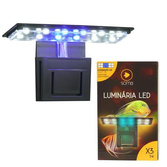 Imagem de Luminaria led soma x3 preta(5w)led branco/azul 127v