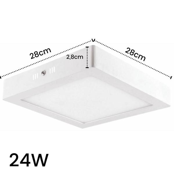 Imagem de Luminaria Led Teto Plafon Sobrepor Quadrado 24W Branco Frio