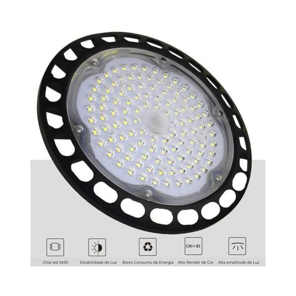 Imagem de Luminária Led Ufo High Bay 200W Galpão Industrial 6000K