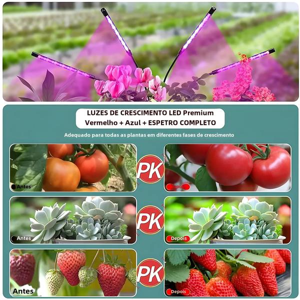 Imagem de Luminária LED USB de Espectro Completo para Plantas - Crescimento de Mudas e Flores - 30 a 150cm