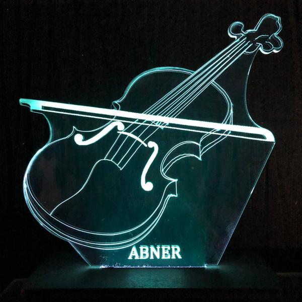 Imagem de Luminária Led, Violino, Musica, 16 Cores+controle