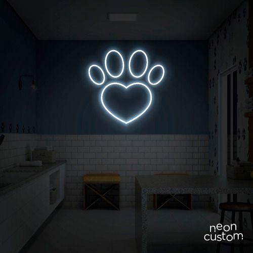 Imagem de luminaria letreiro Neon Led Amo Pets 30x30 luminoso decoração p/ selfie