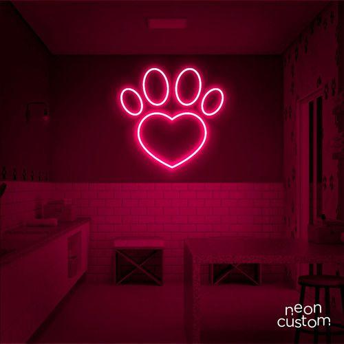 Imagem de luminaria letreiro Neon Led Amo Pets 60x60 luminoso decoração p/ selfie