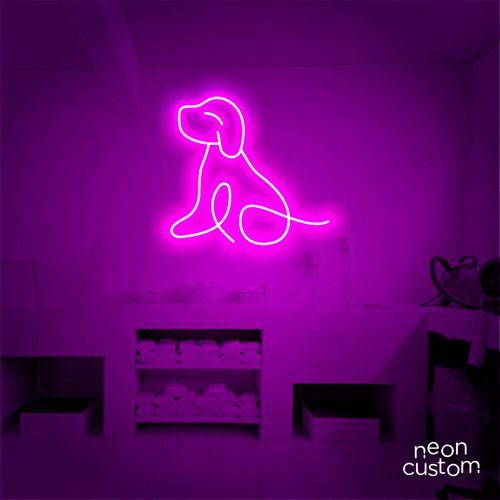 Imagem de luminaria letreiro Neon Led Dog Sentado 100x100 luminoso decoração p/ selfie