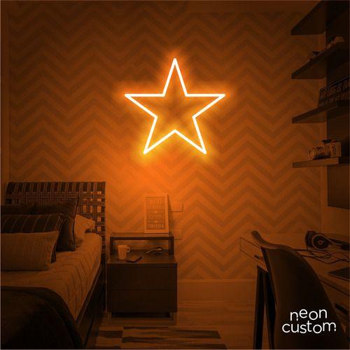 Imagem de luminaria letreiro Neon Led Estrela 100x100 luminoso decoração p/ selfie