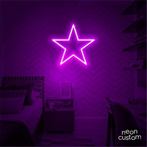 Imagem de luminaria letreiro Neon Led Estrela 40x40 luminoso decoração p/ selfie