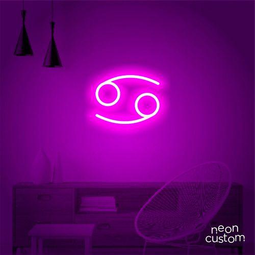 Imagem de luminaria letreiro Neon Led Signo Câncer 100x80 luminoso decoração p/ selfie