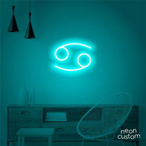 Imagem de luminaria letreiro Neon Led Signo Câncer 100x80 luminoso decoração p/ selfie