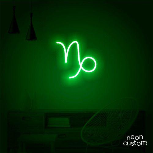 Imagem de luminaria letreiro Neon Led Signo Capricórnio 80x80 luminoso decoração p/ selfie